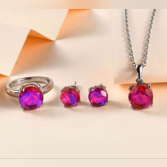 Volcanic Quartz Ring, Earrings and Pendant Necklace - Picture 1 of 16